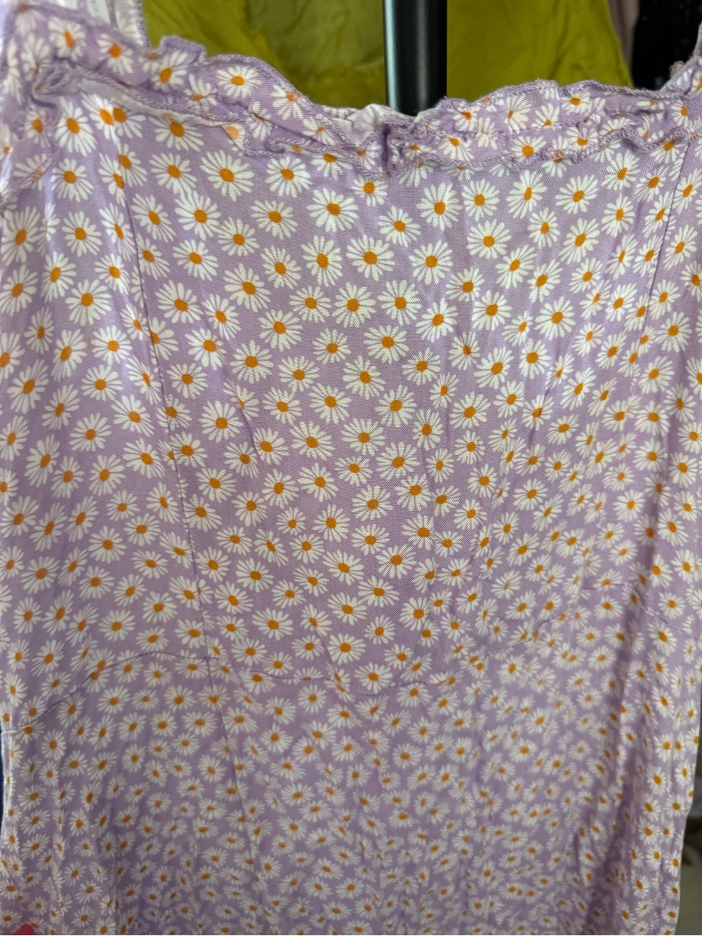 Louna Lilac Daisy-Print Dress with Ruffle Neckline
